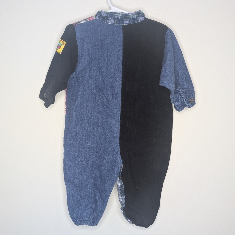 Vintage Catton Candy Denim Plaid Nature Planet Romper 18m - Picture 2 of 6
